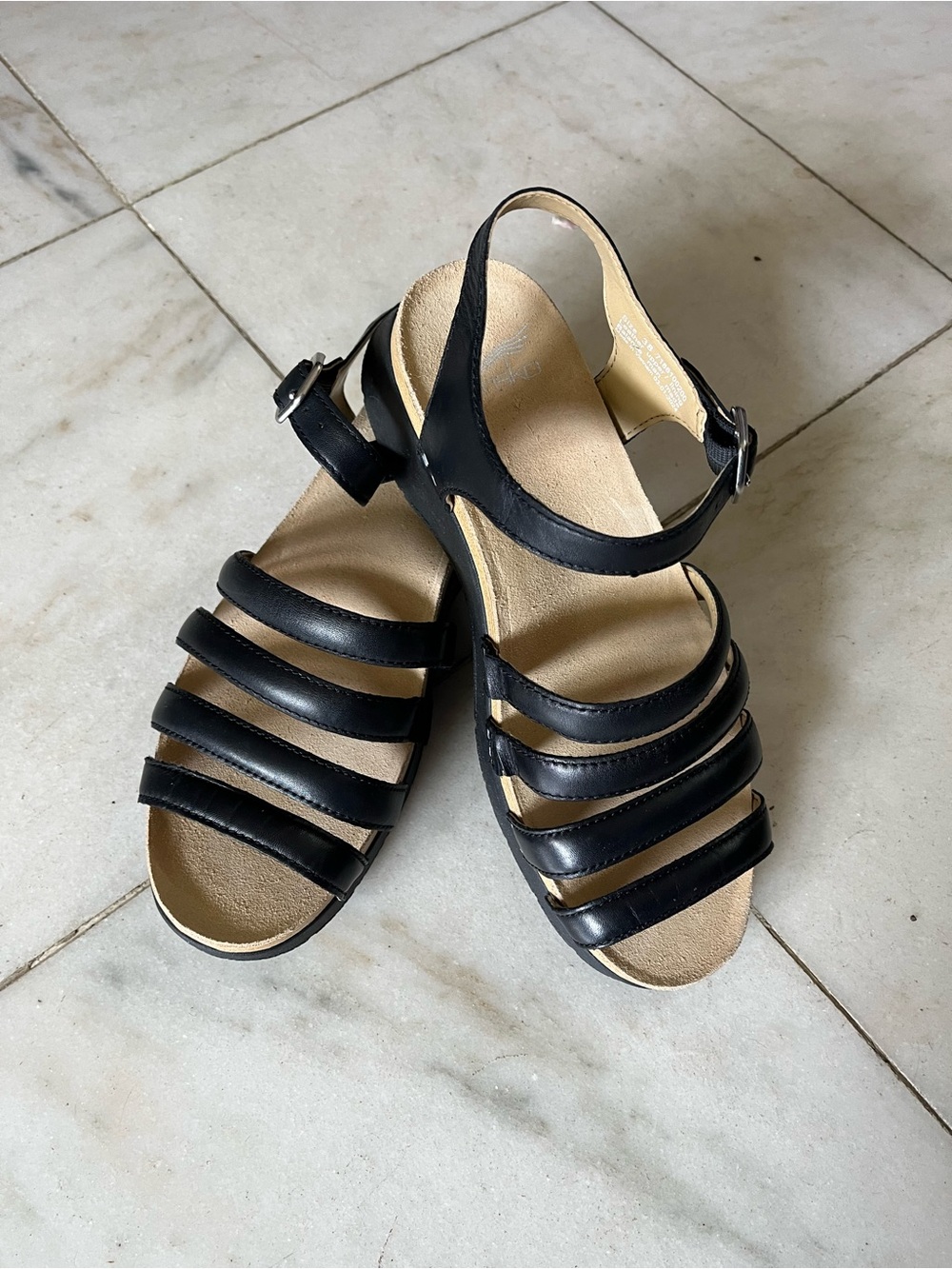 Dansko black Multi-Strap Buckle Sandals with Cushioned Insole